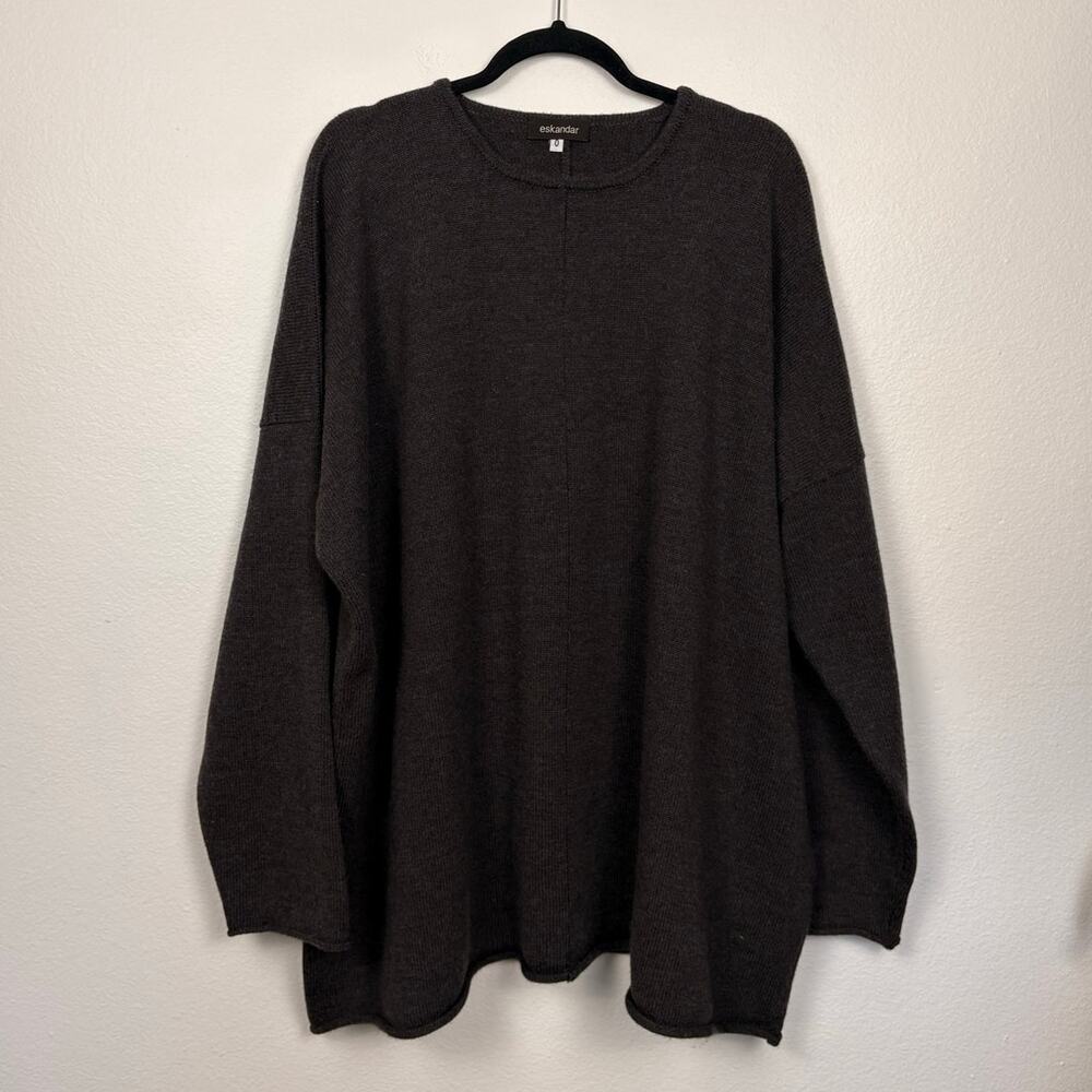 Eskandar Handloomed Scotland Merino Wool Oversized Knit Sweater Small